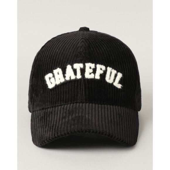 Y2K Grateful Snap Back Cap Hat Embroidered Corduroy Unisex Black OSFM Adjustable - Picture 1 of 4